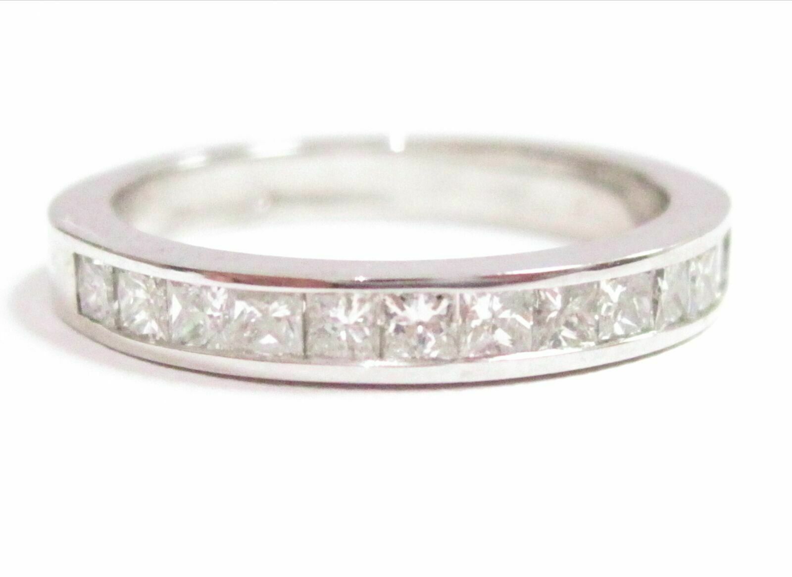 .56 TCW 12 Natural Princess Cut Diamond Ring/Band Size 5.5 H SI1 14k White Gold