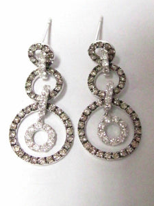 FINE 14kt White Gold Champagne Diamond Circle Dangling Earrings