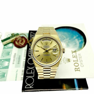 Rolex Day-Date Oysterquartz President Watch 18k Yellow Gold 19018 Box and Papers