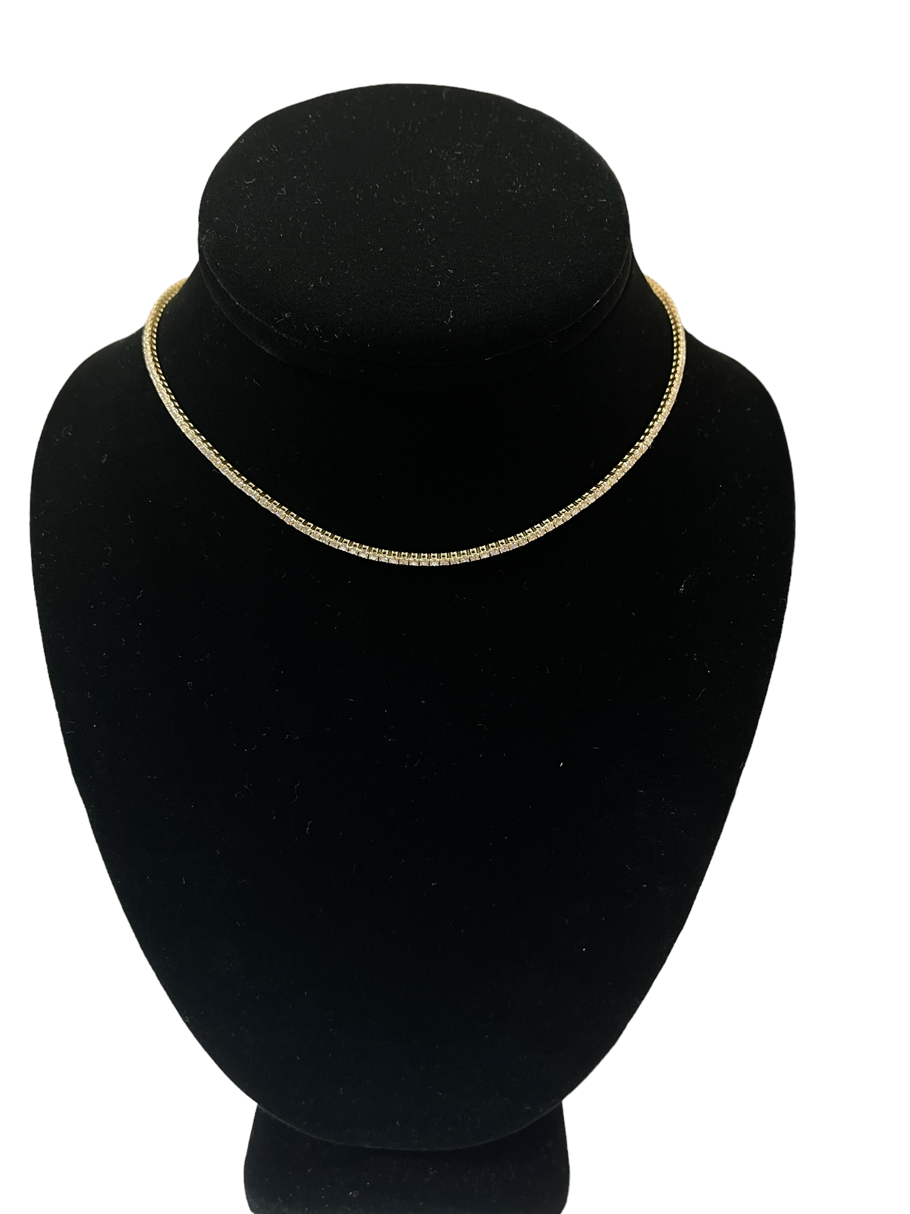 Round Brilliants Diamond Adjustable Choker Necklace 14kt White Gold