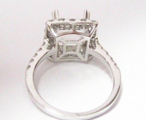 4 Prongs Semi-Mounting Engagement Ring For Princess or Cushion Diamond 18k W/G