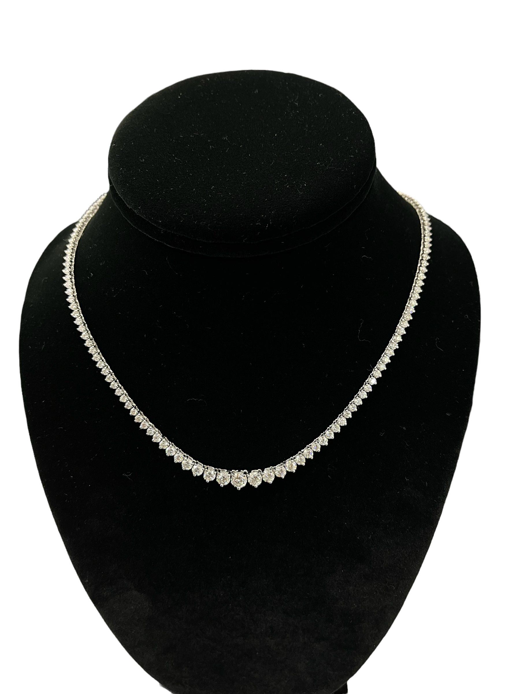 Graduated Tennis Diamond Necklace Chain 14kt White Gold