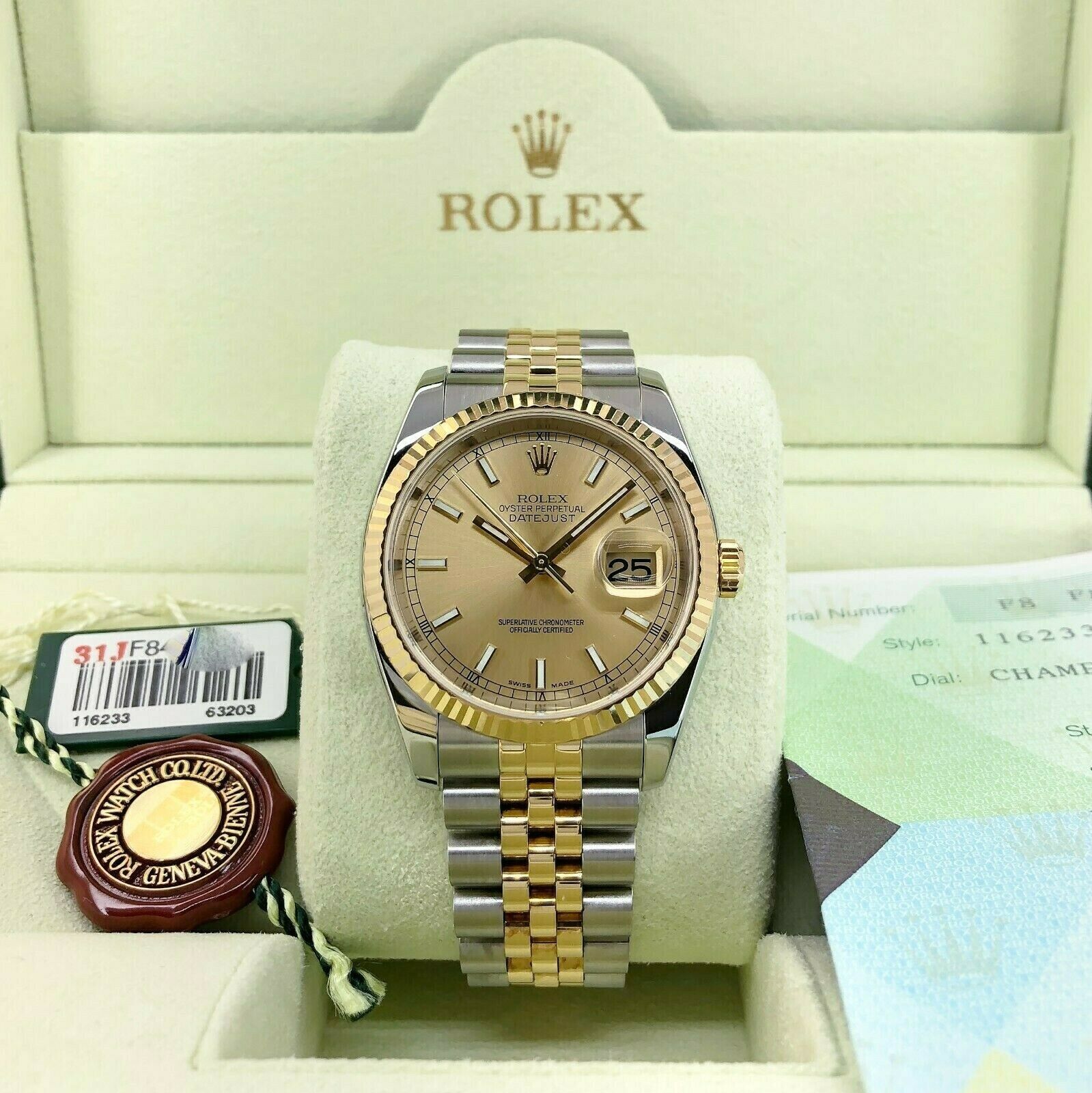 116233, Gold & Steel Rolex Datejust Watch, 36Mm