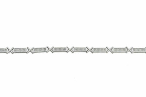 2.20 TCW Princess Cut 2 Row Diamond Bracelet 7.5 Inches 14k Whit Gold