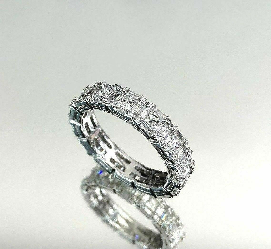 2.25 Carats Diamond Eternity Anniversary/Wedding Ring 18K Gold G VS Diamonds