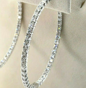 Large 9.15 Carats Diamond Inside Out Hoop Earrings 18K Gold 2.25 Inch Diameter
