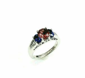 2.80 Carats Pink Tourmaline Blue Sapphire and Diamond Wedding/Anniversary Ring