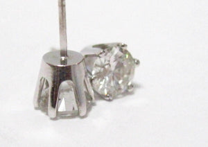 1.42 TCW RBC Diamond Stud Screw Back Earrings 14kt White Gold