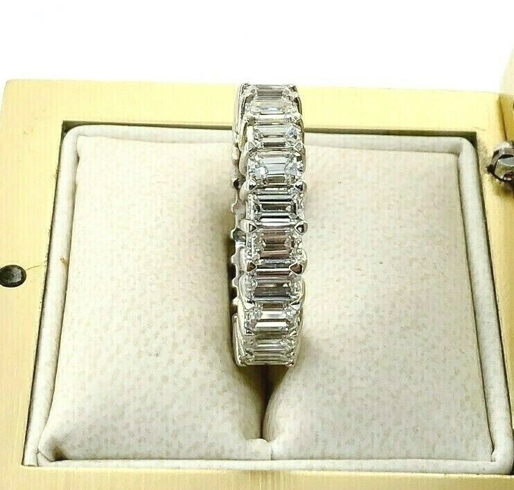 5.34 Carats tw Emerald Cut Diamond Eternity Wedding Anniversary Band Platinum