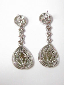 4.66 Tcw Pear Shape Fancy Green Diamond Dangle/Drop Earrings 18k White Gold