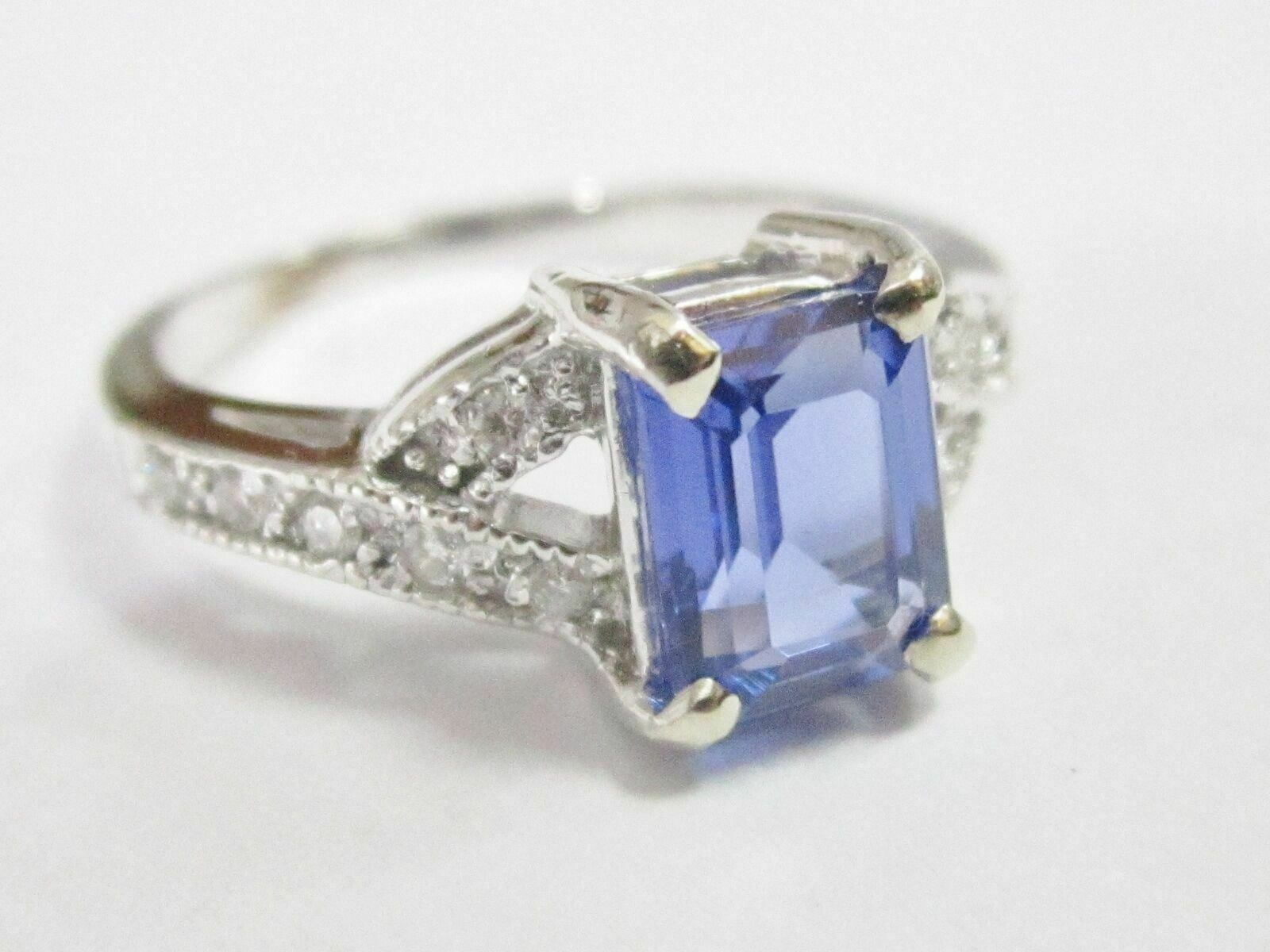 1.91 TCW Natural Radiant Tanzanite & Diamond Accents Solitaire Ring Size 6.5 14k