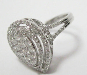 .99 TCW Round Diamonds Pear Shape Cocktail Ring Size 7 G SI-1 14k White Gold