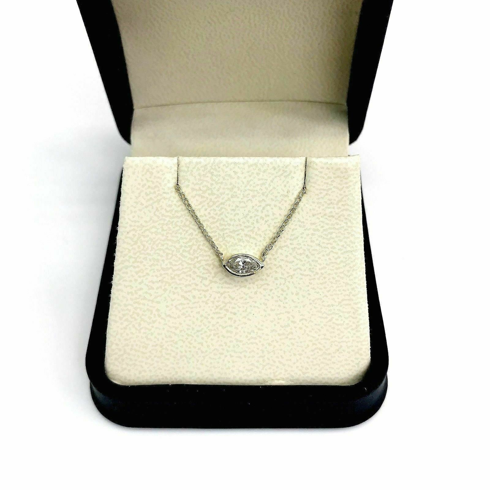 0.55 Carat 14K Marquise Diamond Solitaire Pendant with 14K Yellow Gold Chain