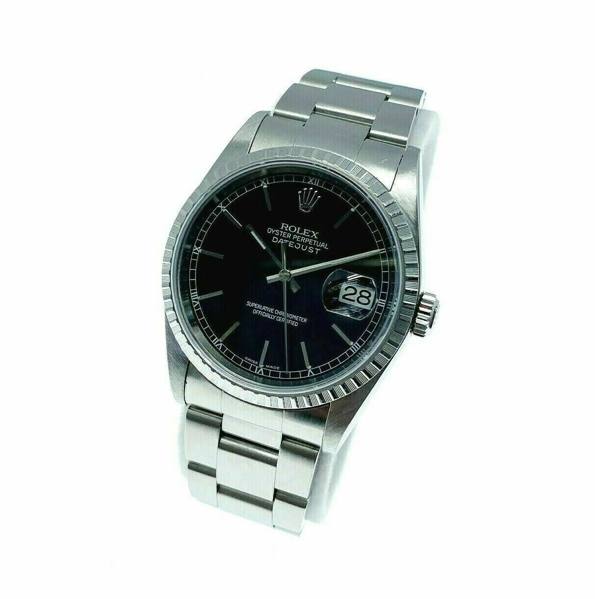 Rolex 36MM Datejust Watch Stainless Steel Ref #16220 F Serial Oyster Band Papers