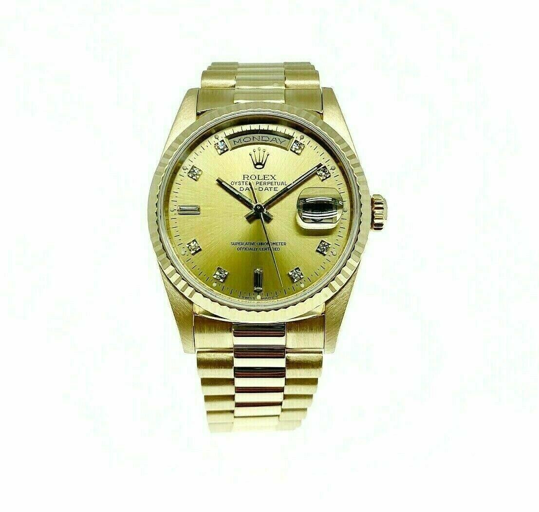 Rolex Day Date President 18K Yellow Gold 36mm Watch 18238 Factory Diamond Dial