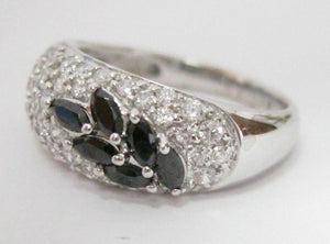 3.02 TCW Natural Black Diamond Anniversary Ring Size 8 14k White Gold