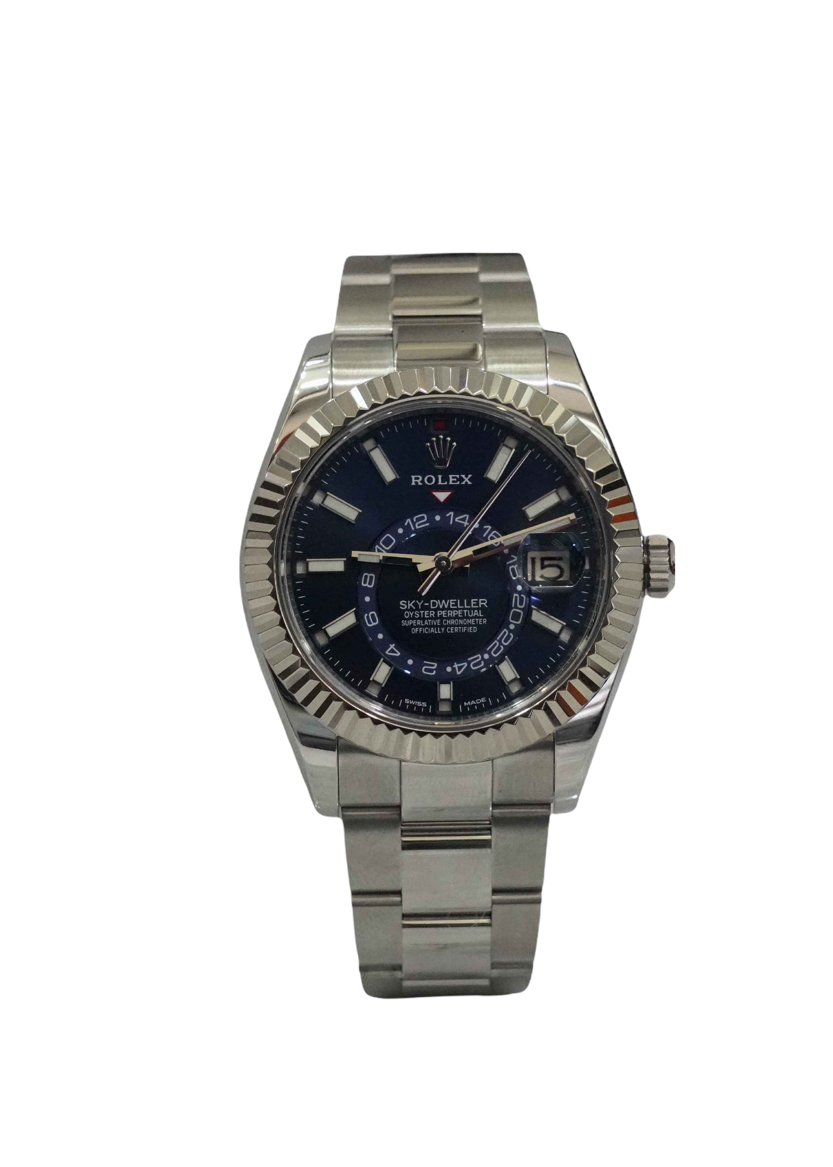 Rolex 42MM Sky- Dweller Watch 18K Gold Stainless Steel 326934 Card dated 2018