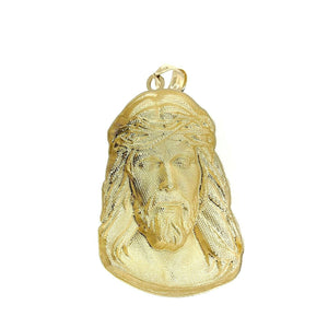 Custom Made Jesus Medallion Pendant Solid 14K Yellow Gold 3.30 x 2.00 Inches
