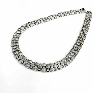 Custom Made 2.55 Carats Diamond Dinner Necklace Chain14K White Gold