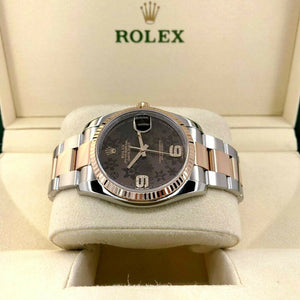 Rolex 36 MM Datejust Diamond Watch 18K Rose Gold Stainless Steel Ref 116231