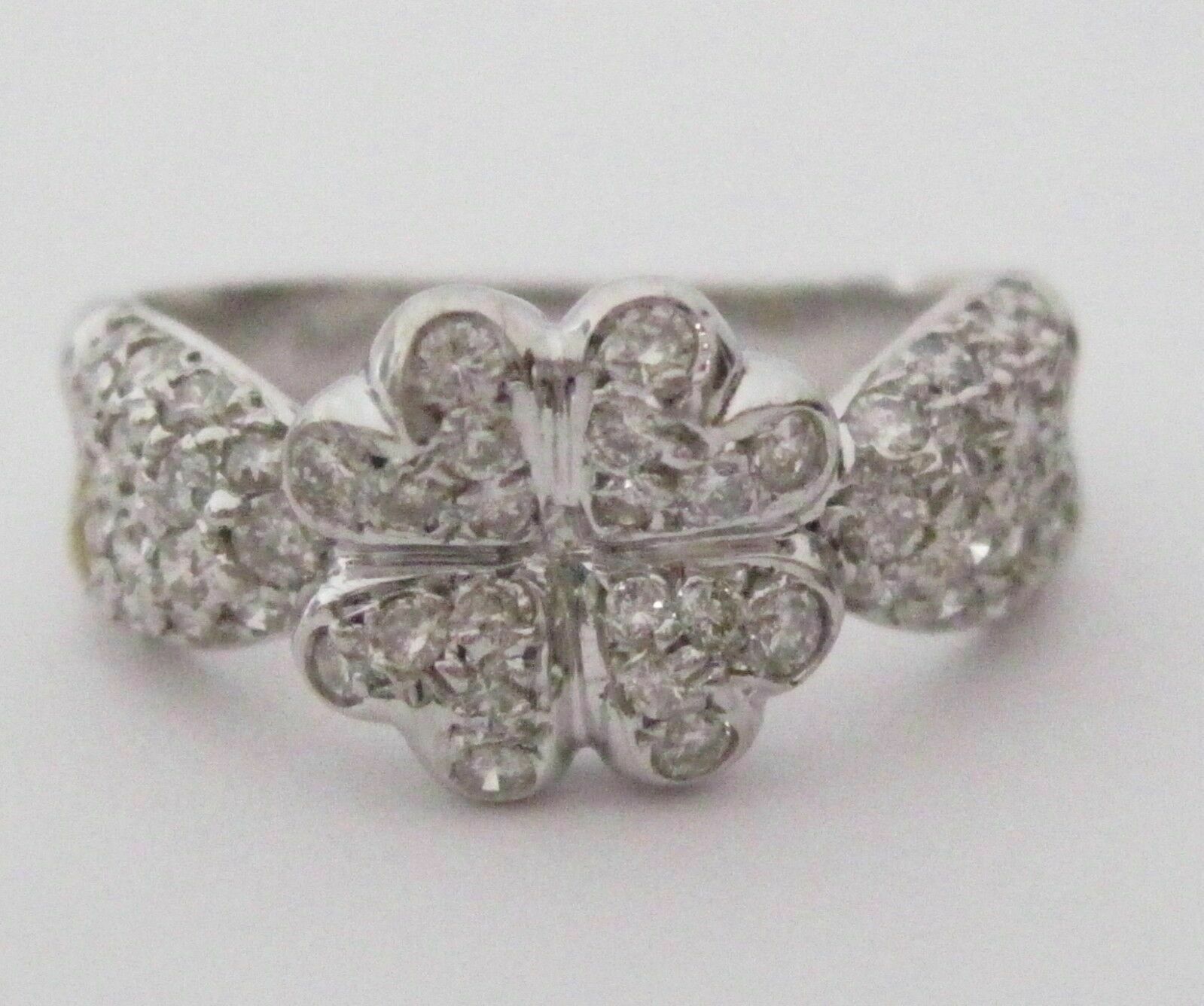 .40 TCW Flower Cluster Round Diamond Cocktail Ring Size 6 H SI1 14k White Gold