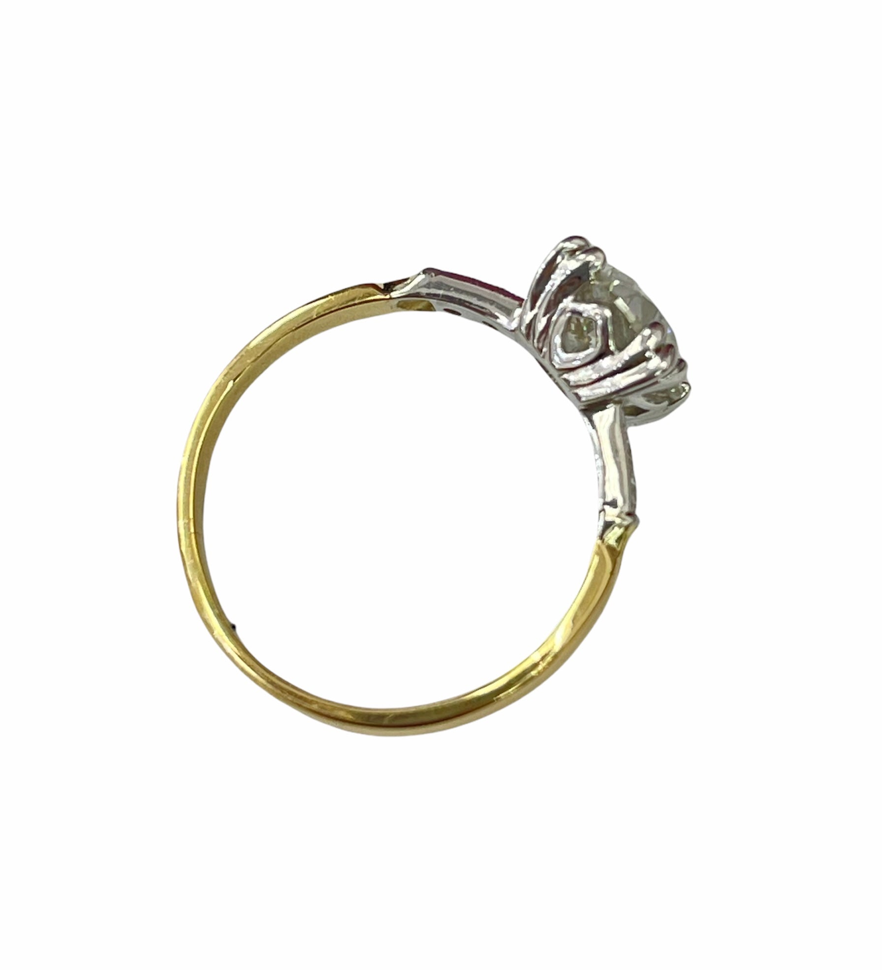 Old Europen Round Solitaire Diamond Ring Original Antique Mounting EGL