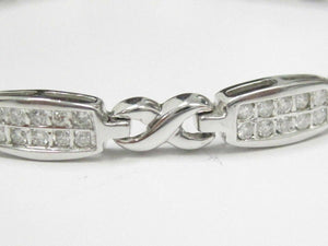 1.70 TCW Round Cut 2 Row Diamond Bracelet 7.5 Inches 18kt White Gold