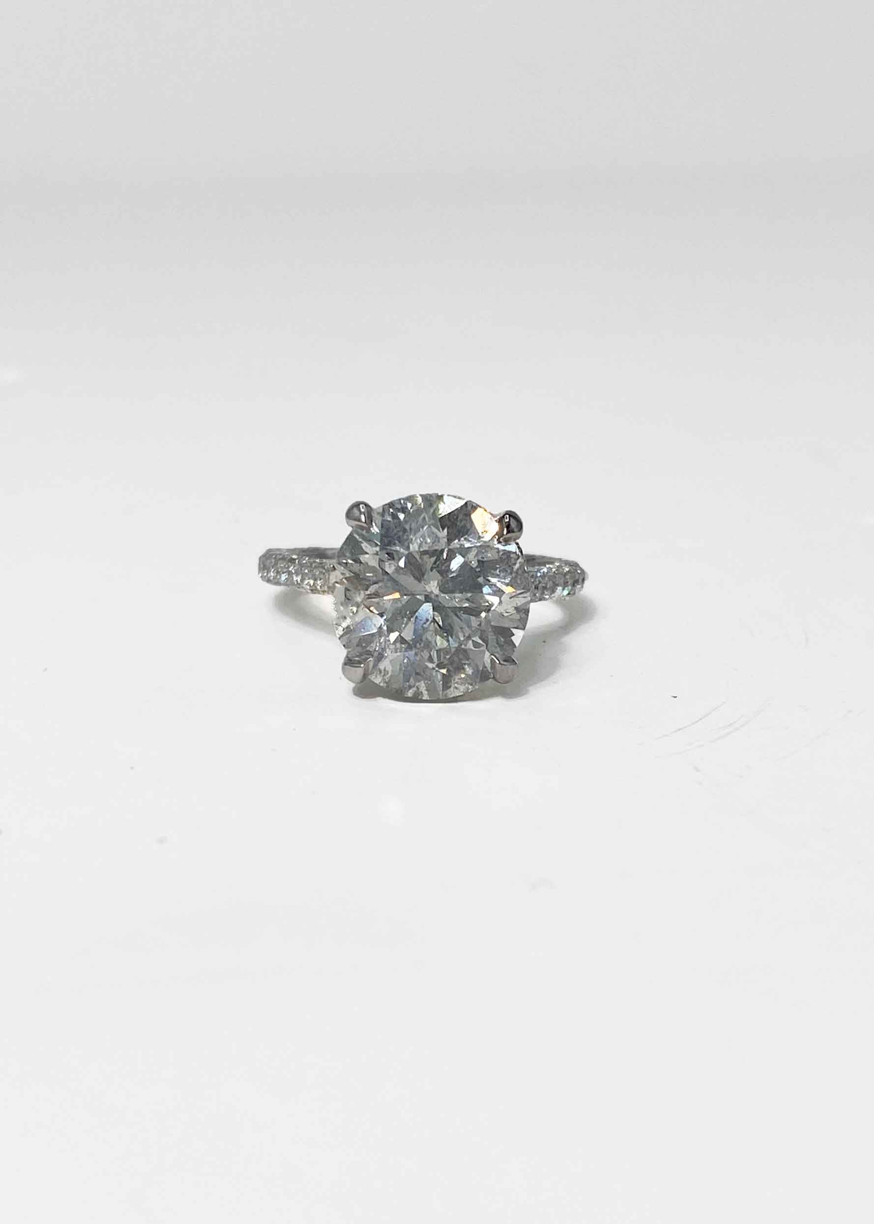 Engagement Ring 5.01 Round Center Stone with .96 Side Stones I color AGS