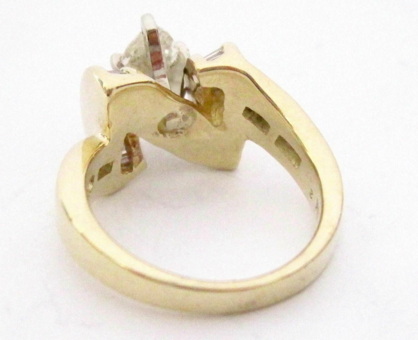 1.59 TCW Marquise & Baguette Diamonds Solitaire Ring Size 6.5 H SI3 14k Yel Gold