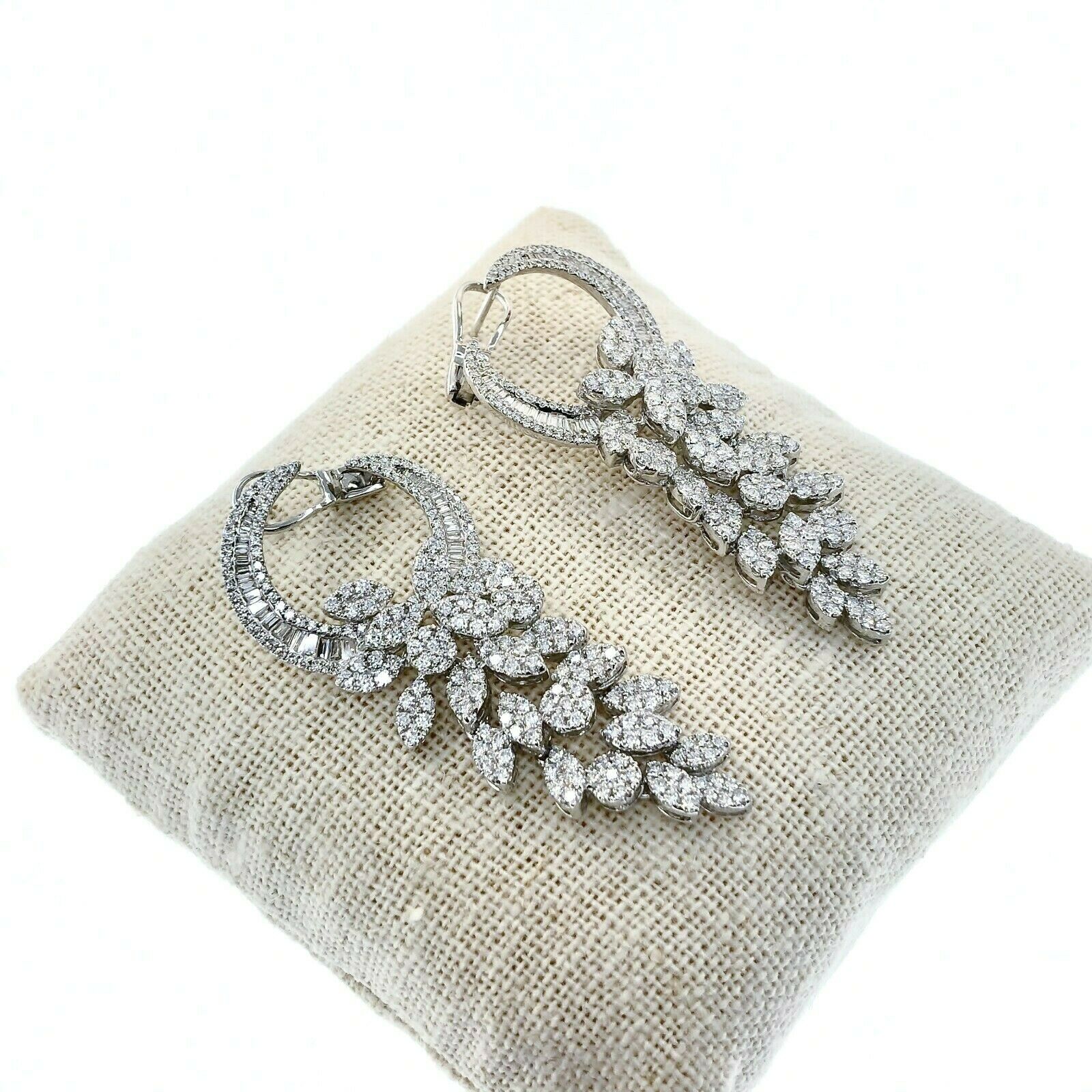5.81 Carats t.w. Diamond Chandelier Dangle Earrings 18K Gold 2.10 Inch Drop