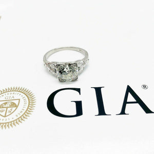 2.90 Carats Antique Art Deco Wedding Diamond Ring GIA Certificate Included 1940s