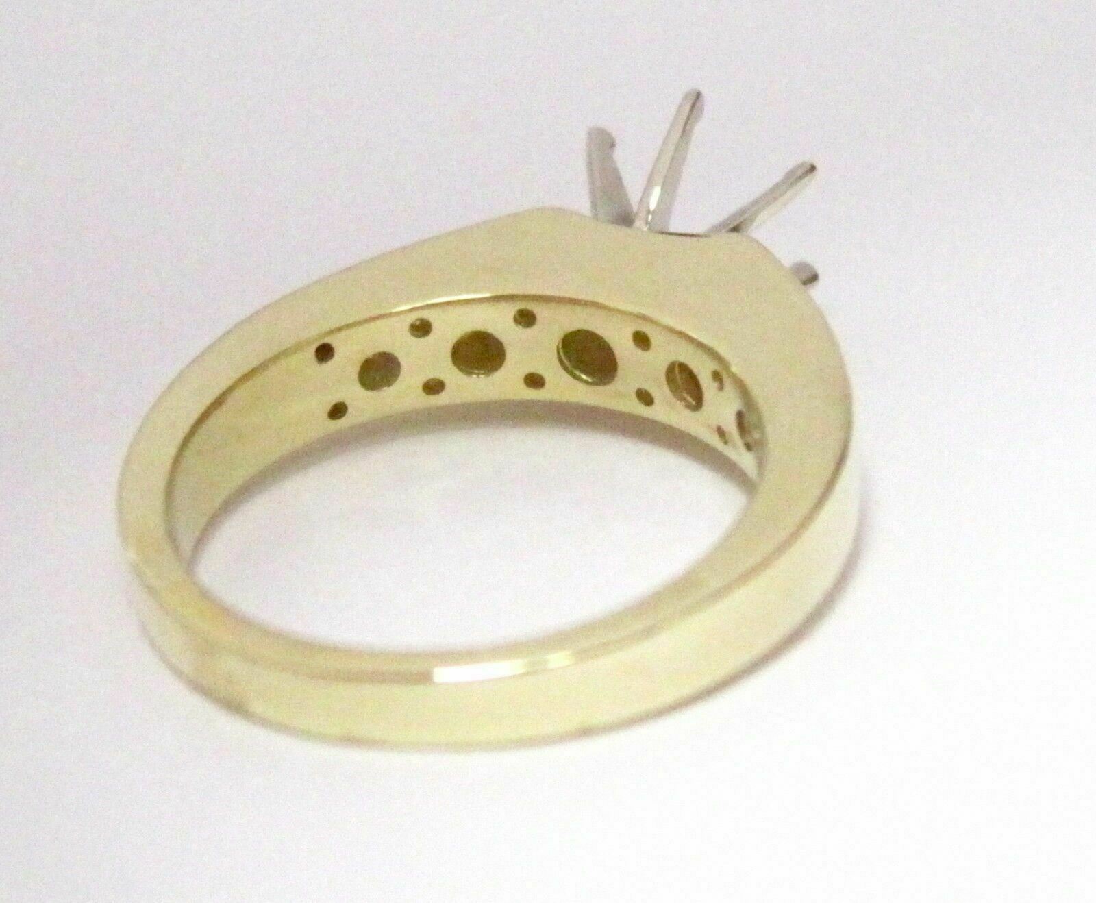 Fine 6 Prongs Semi-Mounting Round Brilliant Diamond Bridal Ring 18k Y/G