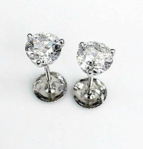 100% Natural Colorless & Shiny 1.47 Carats t.w. Diamond Stud Earrings 14KWG New
