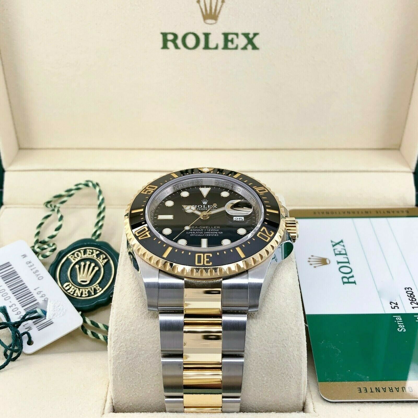 Rolex Sea Dweller 43mm Ceramic 18K Gold Stainless Watch Ref 126603 Box Card 2019