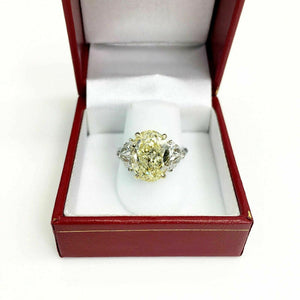 GIA Certified 5.45ct Oval Shape Fancy Yellow Canary Diamond Engagement Ring