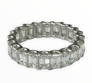 4.10 TCW Emerald Eternity Diamond Band Ring Platinum Size 5.75