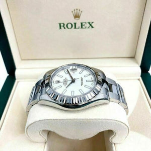 Rolex 41MM Datejust II Watch 18K Fluted Bezel Stainless Steel Ref 116334 w Card