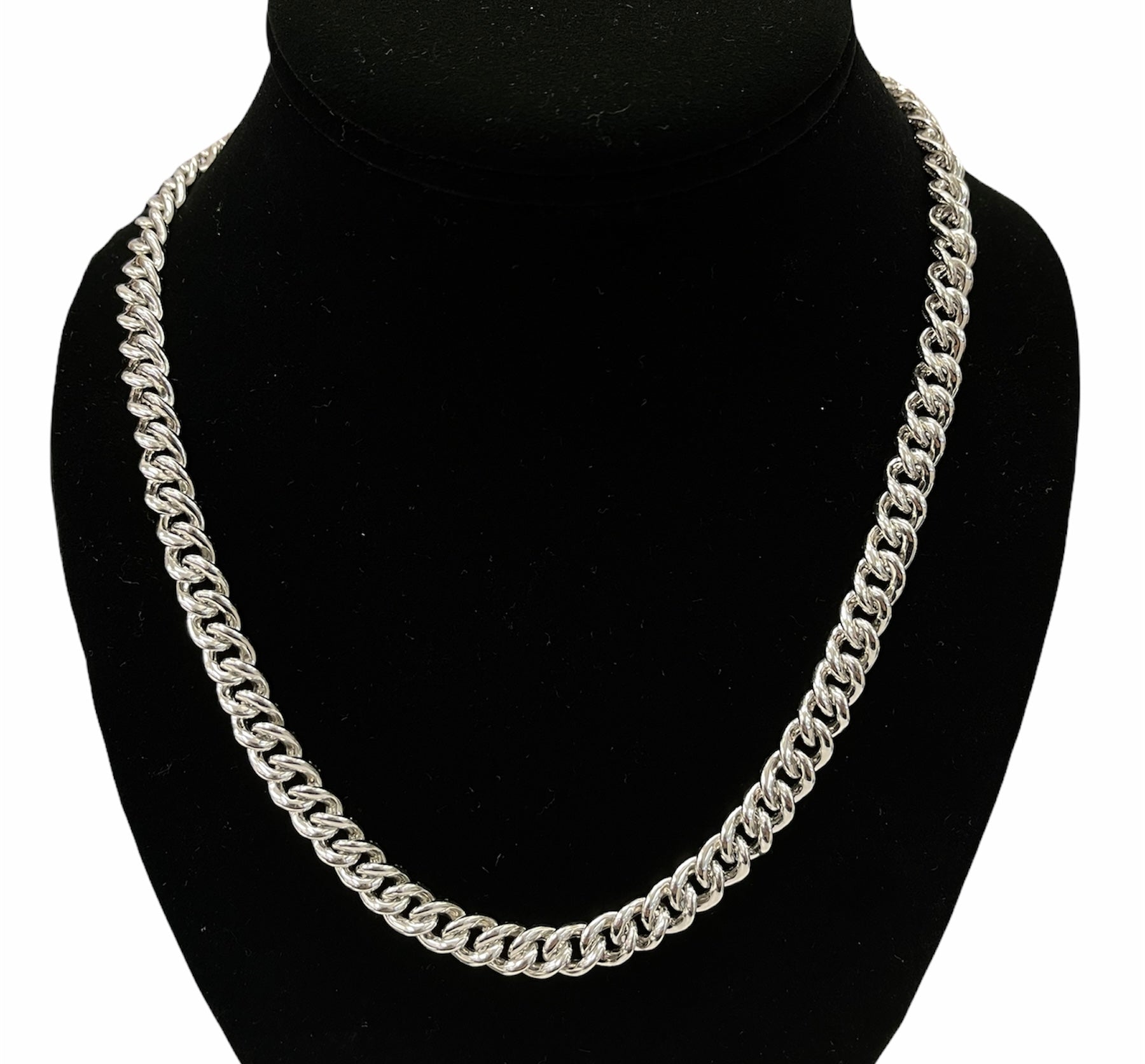 Cuban Link Round Brilliant Diamonds Micro Pave Chain Necklace White Gold