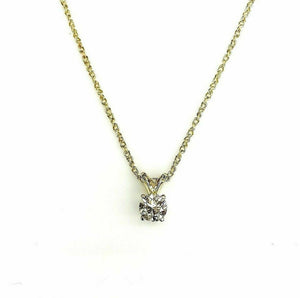 0.68 Carat 14K Round Diamond Solitaire Pendant with 14K Yellow Gold Chain