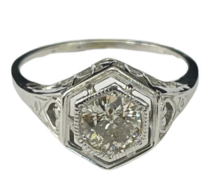 Antique Art Deco Diamond Wedding Engagement Ring Circa 1940's 0.50 Carats
