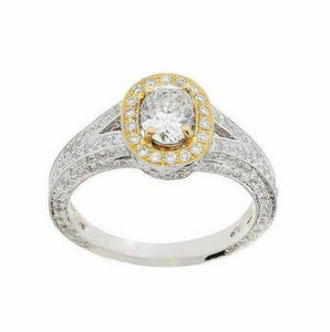 Vintage Style Milgrain 1.75ct Oval Cut Diamond w/ Accents Engagement Ring Size 6