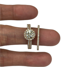 Round Brilliant Engagement Diamond Ring Set Rose Gold 18kt