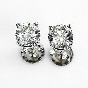 100% Natural Colorless & Shiny 1.43 Carats t.w. Diamond Stud Earrings 14KWG New
