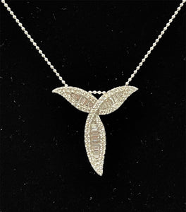 Fly Cross Baguettes Diamond Pendant Necklace White Gold 18kt