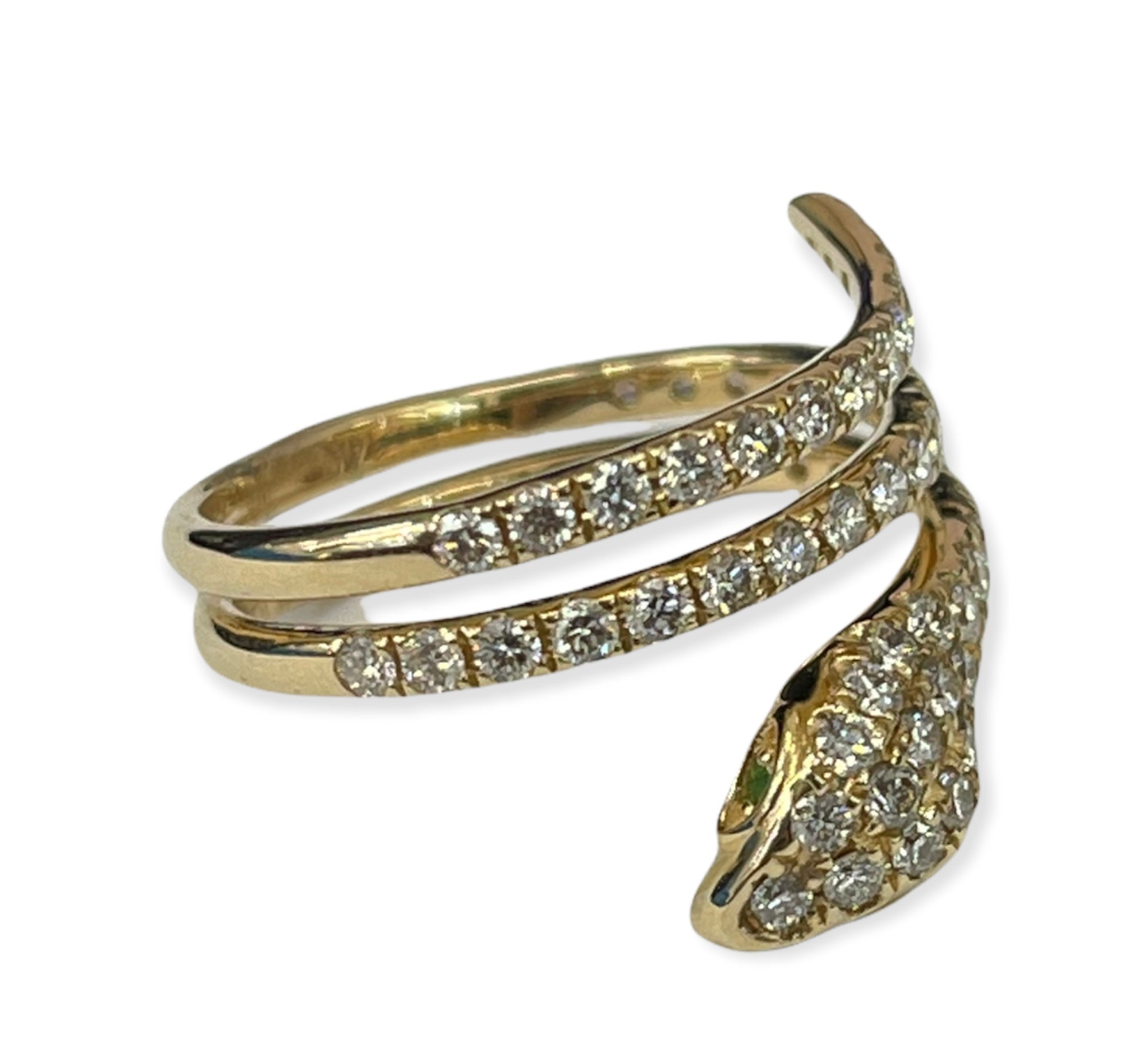 Round Brilliants Snake Diamond Ring Rose Gold 14kt