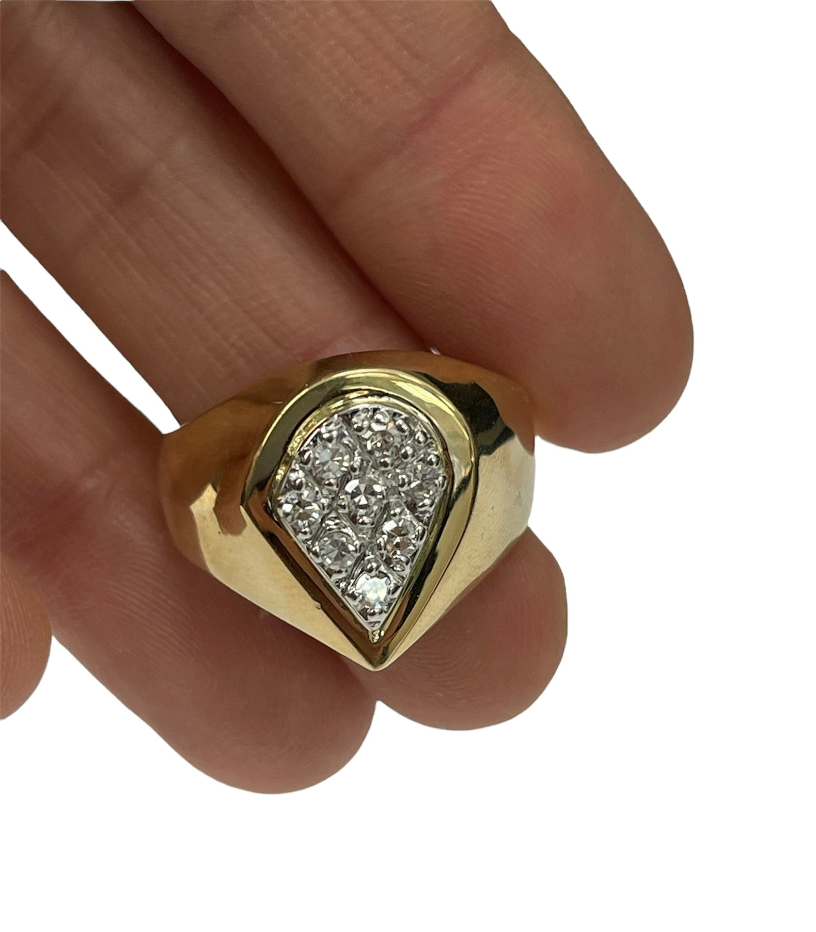 Round Brilliants Diamond Ring Pear Shape Yellow Gold 14kt