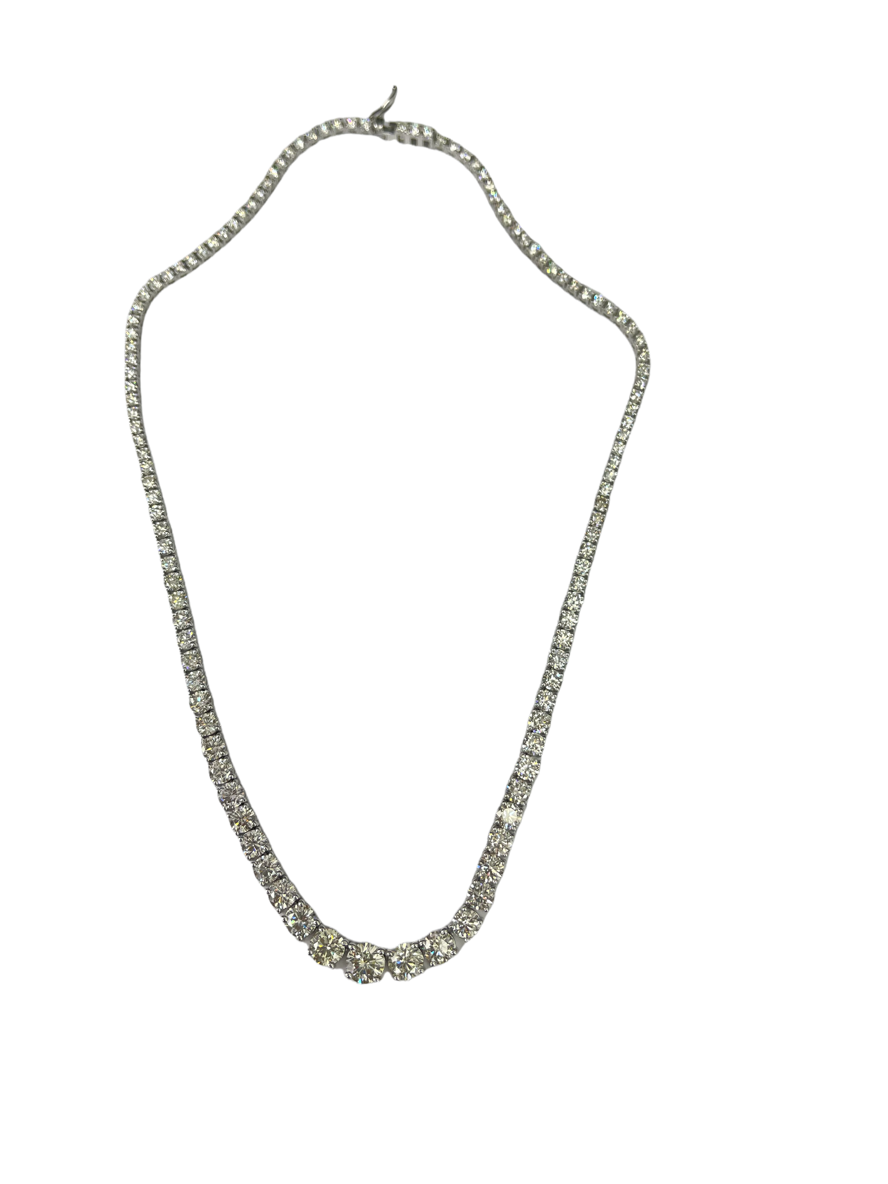 Graduated Tennis Diamond Necklace Chain 18kt White Gold