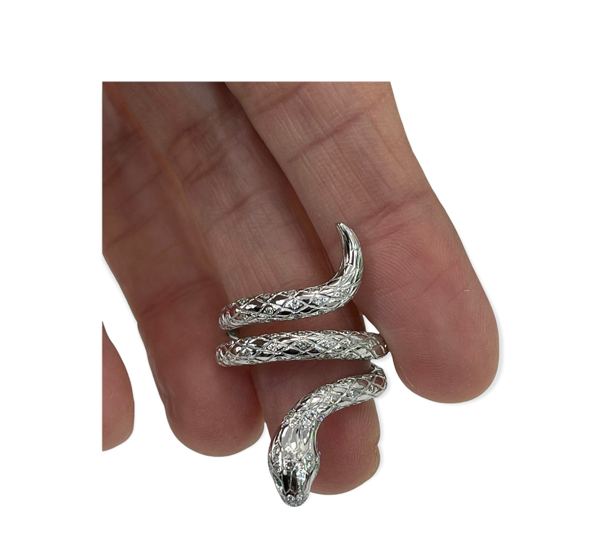 Snake Round Brilliants Diamond Ring White Gold 14kt