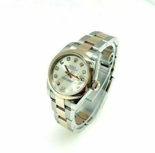 Rolex 26MM Lady Datejust 18K Rose Steel Watch Ref # 179161 Factory Diamond Dial