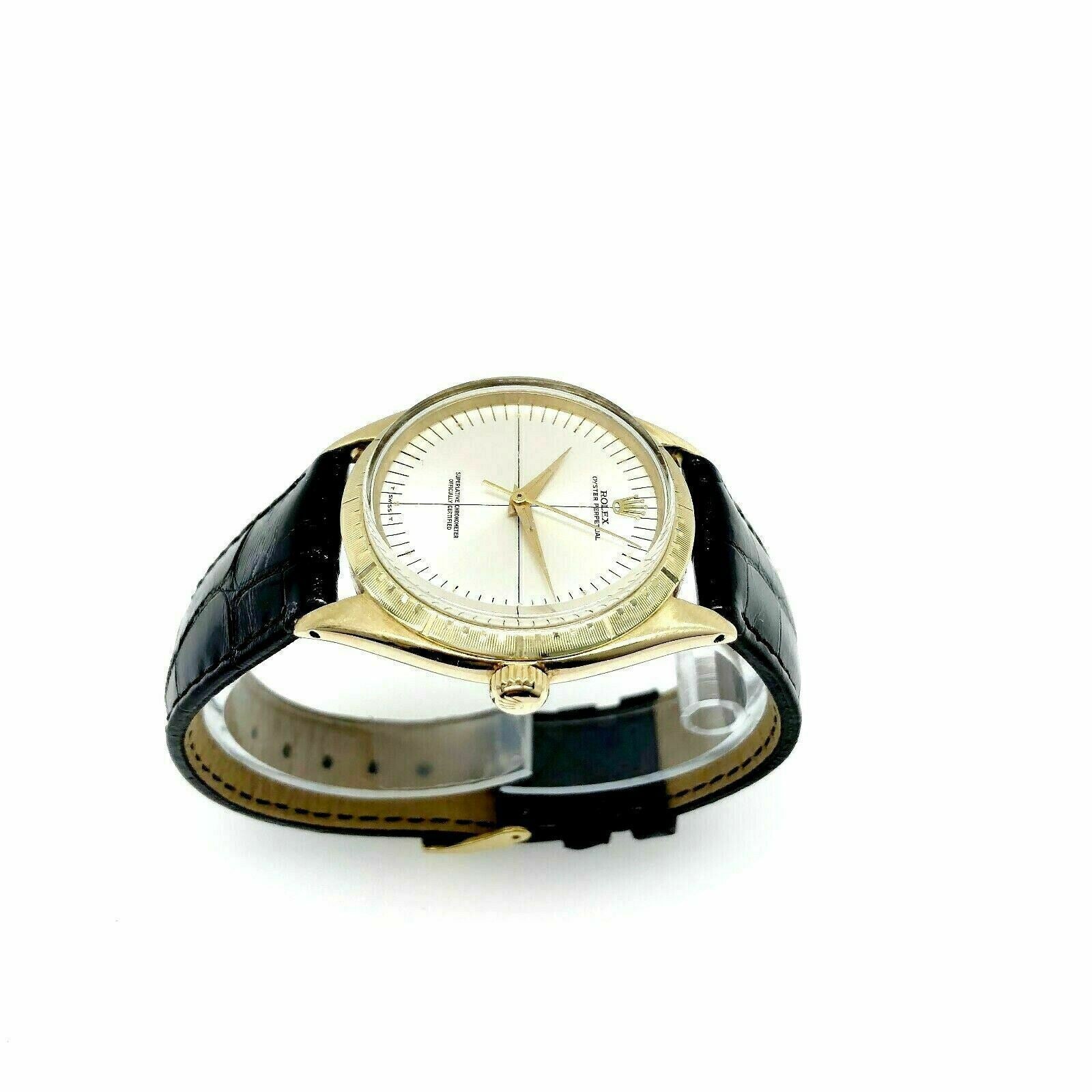 Rolex Oyster Zephyr Watch Solid 14 Karat Yellow Gold 34MM Ref 1008 Circa 1950's